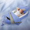 Joyz 5 teilig Babynestchen Set, Wal mit Blauem Minky, 90x50 cm, Baumwolle, mit Kuscheldecke, Kissen und herausnehmbarer Einlage, Babynest Nest Babykokon Babybett Neugeborene Kuschelnest Reisebett