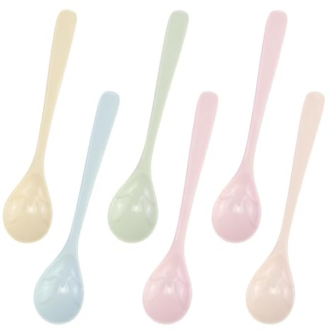 6 cucchiai di plastica, cucchiai lunghi, in plastica, in plastica, colorati, cucchiai da gelato in melamina, cucchiai lunghi per marmellata, cucchiai da zuppa, colorati infrangibili, cucchiaini da