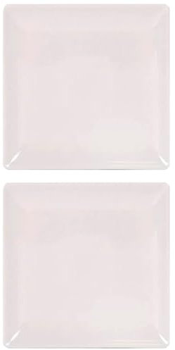 AC - Pack de 2 Platos Cuadrados de Cerámica - 21 x 21 cm - Material Resistente - Apto para lavavajillas y microondas - Ideal para el hogar, Cocina y hostelería
