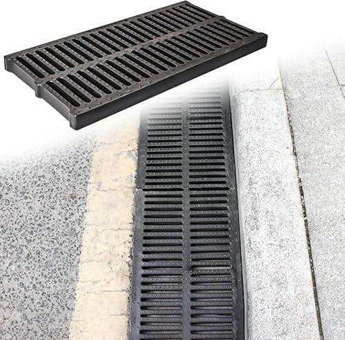 BTOIASYHF Entwässerungsgitter Entwässerungsrinne, Beton-Duschumlenker, Außengrabenentwässerungsabdeckung, Regenwassergrabenfilter for Garage/Gehweg(20x3cm)