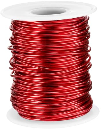 QUARKZMAN 16 Gauge Basteldraht Aluminiumdraht 1,5mm x 30m (D x L) Flexibler Biegsamer Aludrahter Metall Schmuckdraht Blumendraht für Schmuckherstellung Modellieren Basteln DIY, Rot
