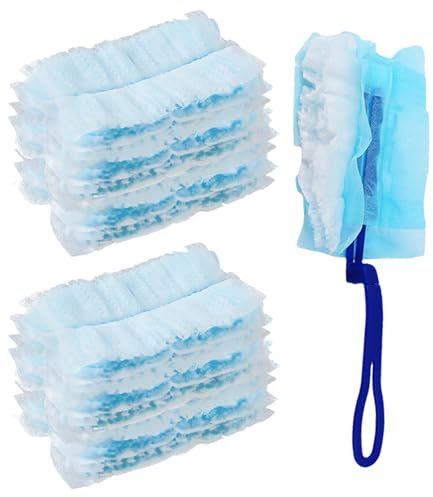 21 Pcs Flash Dust Magnet,Disposable Duster Heads with Handle Refills,Fluffy Blue Dusters Removal Refill Kit,for Cleaning Dust Dirt Hair,Furniture,Home,Office