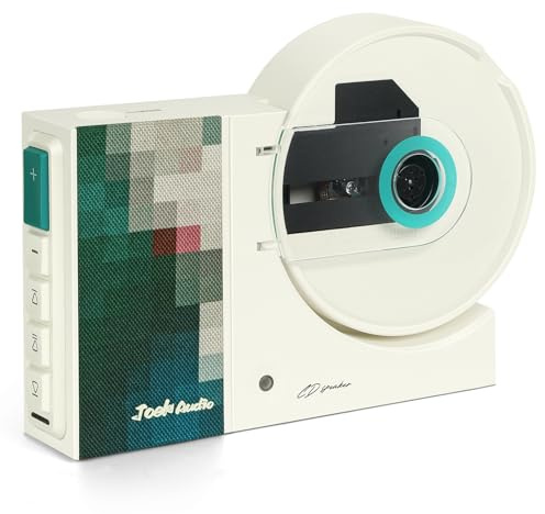 Camaisa Lettore CD Retrò Montabile a Parete con Bluetooth, USB, Ingresso AUX, Altoparlante Audio per la Casa, 4000mAh, con Telecomando per Decorazione Domestica (VERDE)