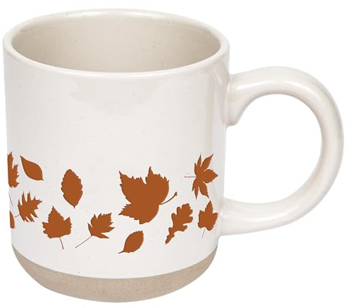 Sweet Water Decor Fall Coffee Mug with Orange Leaves Design, 14oz Stoneware Cup with Handle for Tea & Cider, Microwave & Dishwasher Safe, Cozy Autumn Seasonal Gift