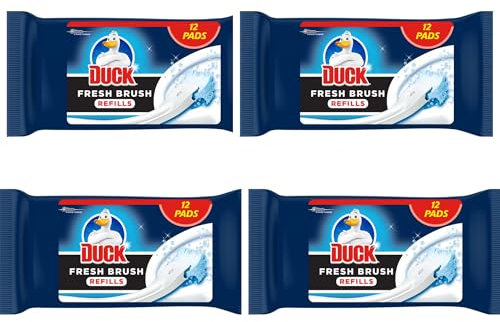 Duck Fresh Brush Toilet Cleaner Refills –Flushable Pads | Disposable Toilet Cleaning Refill Heads | Stain & Odour Removal | Brush & Flush System | Fresh Scent Bathroom Cleaner Pads (48-4x12)