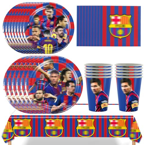 81 Piezas Vajilla de Estrellas del Fútbol,Deporte Decoración Cumpleaños Suministros,Platos de Papel de Sports, Futbol Artículos para Fiestas Temáticas con Plato Servilletas Taza Mantel10 Invitados