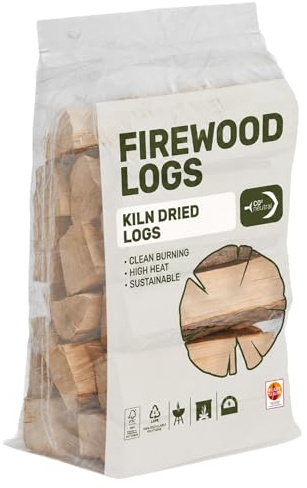 Brennholz, ofengetrocknet, Hartholz, vielseitig und praktisch, perfekt für Holzbrenner, Öfen, Kamine und Pizzaofen, 1 Plastikbeutel, 16,5 l, Grün