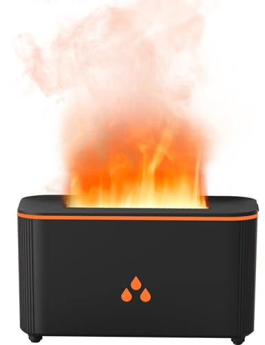 LtYioe Top-Fill Mini-Diffusor Luftbefeuchter Nachtlicht, 160ml Ultraschall-Kühlnebel Humidifier, Farbflammen, 7 Farben-LED, leiser, Öl Diffusor, automatische Abschaltung, für Schlafzimmer Büro Zuhause