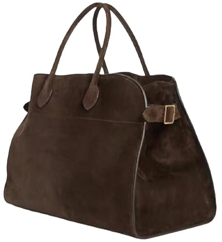 Generisch 2025 Leather Tote Bag for Women, Large Retro Top-Handle Work Bag, Trendy PU Shoulder (Coffee Suede)