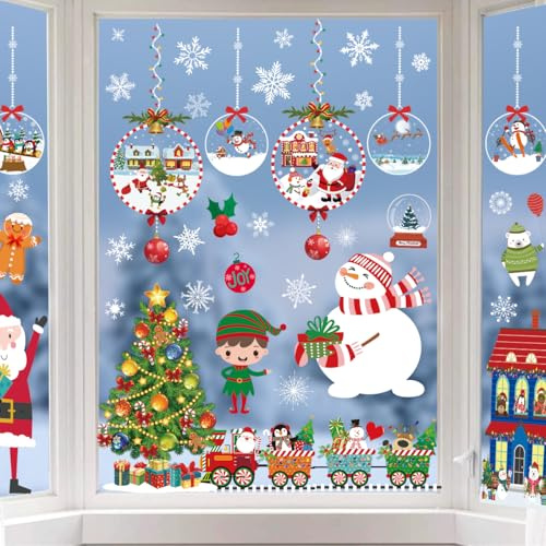 Fensterbilder Weihnachten Selbstklebend - 271 Weihnachtsfensterbilder Fenster - Wiederverwendbar Statisch - Weihnachtssticker Weihnachtsdeko für Fenster - Fensterdeko Weihnachten