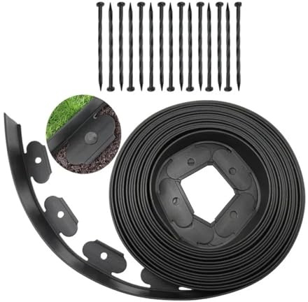 Rasenkante 5 m DIY Kunststoff Landschaft Rasen und Blume Bett Rand Band Flexible Kantensystem oder Garten Betten Yard Pathway(Black)