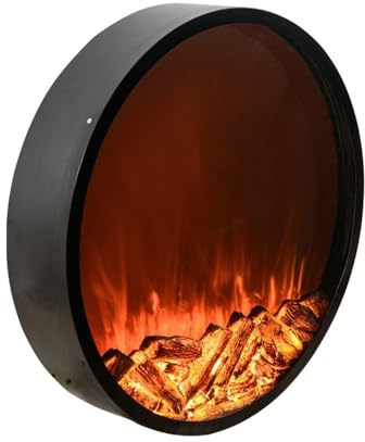 Elektrischer Kamin 23,6 runder elektrischer Kamin, Einbau- und Wandkamin-Einsätze mit realistischer LED-Flamme
