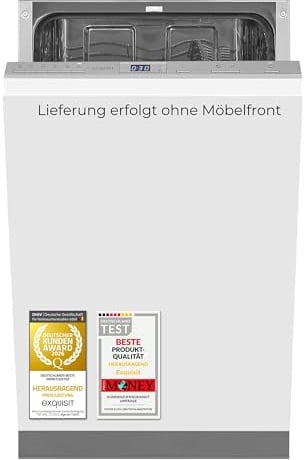 Exquisit Geschirrspüler EGSP52109-E-030E, Spülmaschine 45 cm, Silber