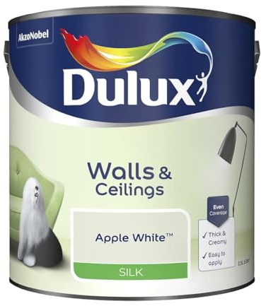 Apple White Walls & Ceilings Silk Emulsion Paint 2.5 L – Smooth Washable Silk Finish, Quick Dry, Low-VOC, Easy Application for Interior Walls & Ceilings