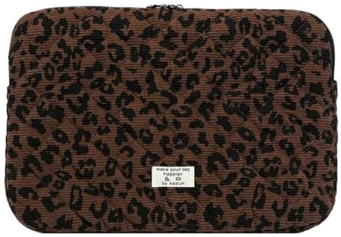RuiDay Housse Ordinateur 13-14 Pouces, Pochette Matelassé Leopard | Compatible avec MacBook Air 13/Pro 13/Pro 14 M5 M4 M3 M2 M1, Macbook Neo 2026