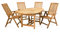 Divero 5er Set Sitzgruppe PIEMONT – ausziehbarer Esstisch + 4 x Klappstuhl mit Armlehne aus Teak-Holz, behandelt – Farbe: Braun
