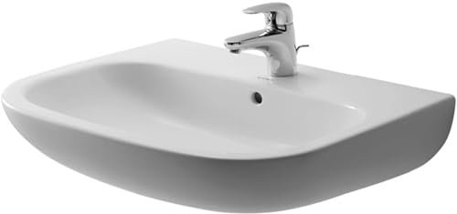 Duravit D-Code Waschbecken mit Überlauf, 65 cm, 1 Loch, Weiß, Wandmontage