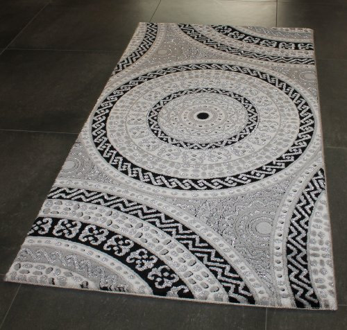 Lalee 347163861 Klassischer Teppich / Edel / Muster : Kreise / 3D Konturen / Glitzer / Grösse : 80 x 150 cm