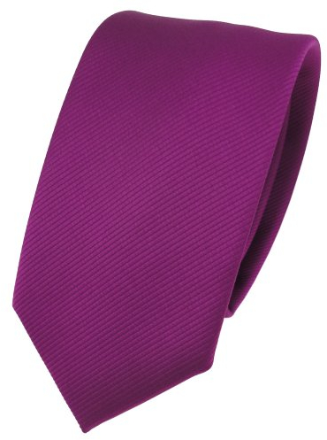 TigerTie - schmale Designer Krawatte in magenta fuchsia violett einfarbig Uni Rips gemustert