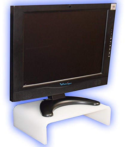 Holzhäuser Prodest/Monitor Ständer Erhöhung/Bildschirm Standfuß/TV Bank Aufsatz aus Acrylglas - Weiss- Durchscheinend