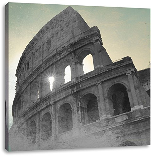Pixxprint antikes Kolosseum in Rom schwarz, weiß, Größe: 70x70 bild, Leinwandbild Quadratisch, Wandbild, Kunstdruck, fertig bespannt