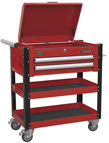 Sealey AP760M Sealey AP760M 2 Drawer Heavy-Duty Mobile Tool & Parts Trolley with Lockable Top - Red, Red
