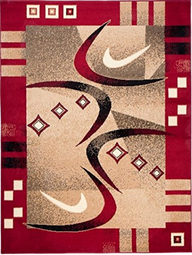 Carpeto Modern Teppich Rot 250 x 350 cm Geometrische Muster Kurzflor Verona Kollektion
