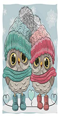 MNSRUU Handtuch mit Weihnachts-Eule, Vogel und Schneeflocke, weich, für den Winter, 76 x 38 cm