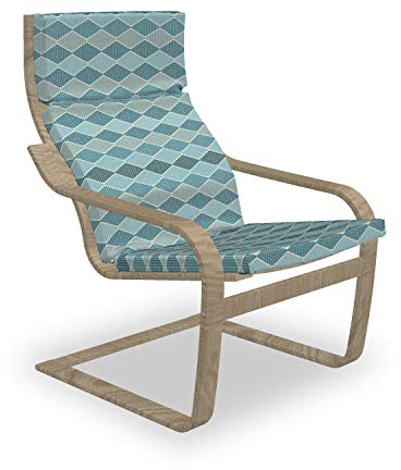 ABAKUHAUS Abstrakt Poäng Sessel Polster, Horizontal Rhombuses Stil, Sitzkissen mit Stuhlkissen mit Hakenschlaufe und Reißverschluss, Kadett-Blau-Schiefer-Blau