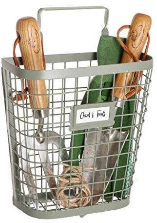 Wall Mounted Garden Basket Storage Unit - Potting Shed Storage Caddy Basket (Green)