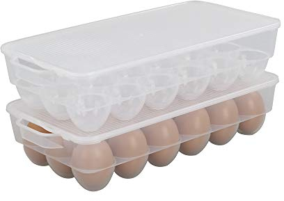 Teyyvn - Contenitore per uova in plastica trasparente con coperchio, confezione da 2