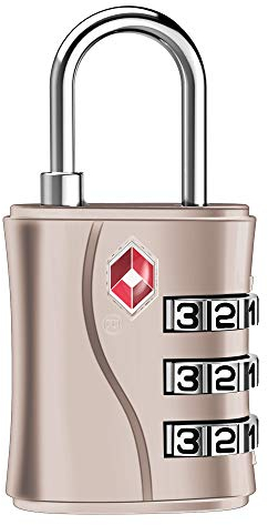 ZHEGE TSA Schloss, Kofferschloss, Gepäckschloss, 3 Stellige Zahlen Vorhängeschloss für Rreisekoffer, Tasche, Rucksäcke, Kleines Zahlenschloss Spind für Mädchen (Roségold)