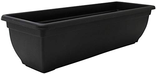 Cheerful Bargains 2-Pack 60cm Long Rectangular Plastic Trough Planters, Black | 18L Raised Trough/Windowsill Herb Planters | Weather-Resistant, Outdoor Balcony Flower Pots | Plant Pots for Garden