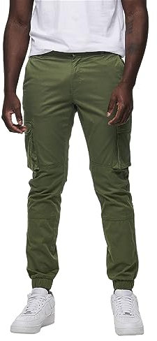 Pantaloni Cargo Uomo ONLY&SONS Taglio affusolato Polsini Elastici Tasche Cargo, Colore:Oliva, Taglia Pantalone:32W / 32L, Lunghezza della Gamba: