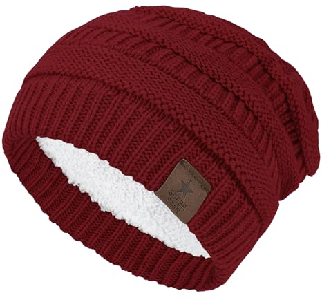 Durio Strickmütze für Damen und Herren, dick, mit Fleece gefüttert, Unisex - - Einheitsgröße