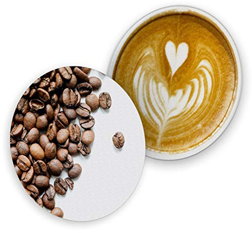 itenga 40x Bierdeckel Untersetzer aus Pappe I Kaffeebohnen Crema I Braun Weiß I rund, Ø 10,7 cm I ideal als Untersetzer bei Anlässen und Festlichkeiten
