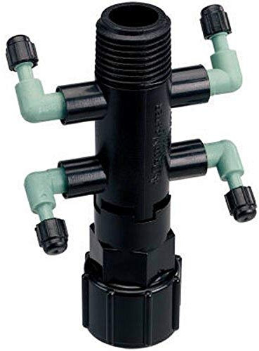 Orbit Paquete de 3 adaptadores de arbustos con sistema de goteo, colector de riego de 4 puertos para tubo de 1/4 pulgadas