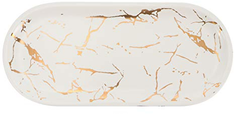 BESTonZON 1pezzi Piatto Ceramico Elegante Stile Marmo Per Sushi e Decorazioni Vassoio Multifunzionale Per Cucina e Feste Design Raffinato Per Presentare Alimenti e Gioielli