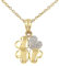 Lucchetta - Halskette mit Kleeblatt Anhänger Glücksbringer mit Diamantstaub aus 9 Karat Gelbgold, Goldkette Damen 375 Echtgold 45 cm