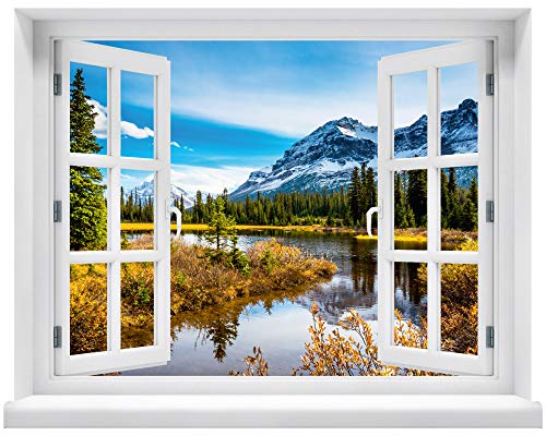Wandtattoo - Fenster mit Aussicht auf Berge 100 x 78 cm – Wandsticker
