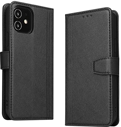 Handyhülle für iPhone 11, Leder Handytasche Klapphülle Flip Case Brieftasche mit Kartenfach/Magnetverschluss Lederhülle mit RFID Schutz für Apple iPhone 11, Schwarz