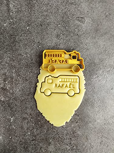3DKOUPE - Emporte-pièce camion de pompier - Personnalisable avec texte - Couleur au choix - Conçu et fabriqué en France
