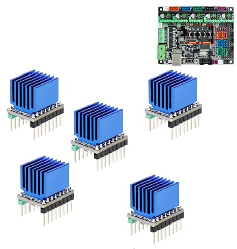 Telituny Schrittmotor Treiber TMC2209, 5 St Stepper Motor Driver mit Kühlkörper, Step/DIR Modus Ultra Silent 3D-Druckerteil Stepsticks, für 3D Drucker Mainboard CNC Werkzeugmaschine