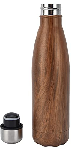 Gourde isotherme, bouteilles d'eau à double paroi antirouille durable pour le camping, la randonnée, les voyages pour les sports de plein air à l'école(Grain de bois)