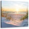 Feeby Bild auf Vlies Leinwand Steg zum Strand Gras Sonnenuntergang 40x40 cm Kunstdruck Modern Wandbilder Deko Flur Wohnzimmer Baltische See Nordsee Beige