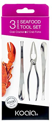Koala Spain Meeresfrüchtebesteck Set (3-teilig), 1 Zange, 2 Gabeln, Edelstahl