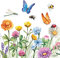 Servietten Schmetterlinge auf Blumenwiese Frühlings-Blumen mit Biene & Käfer Oster-Servietten Oster-Fest Oster-Deko Ostern Tisch-Dekoration Frühling & Sommer (20, Blumenwiese)