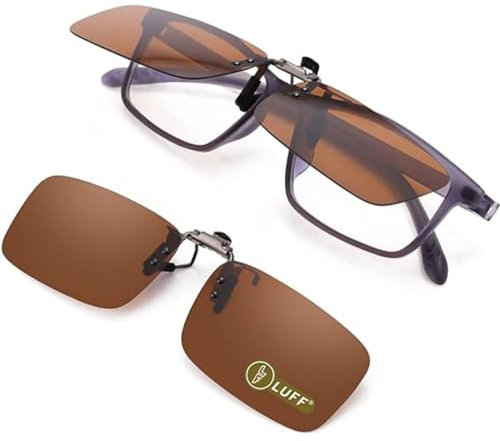 LUFF Polarisierte Unisex-Clip auf Sonnenbrille für verschreibungspflichtige Brillen-gute Clip-Stil Sonnenbrille für Myopie Brille im Freien/Fahren/Angeln (flip up style)