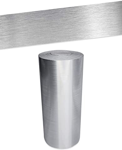 VisitRyl Bordo decorazione autoadesiva rimovibile per cucina bagno piastrelle adesivo per pareti autoadesiva argento spazzolato 5cm X 500cm