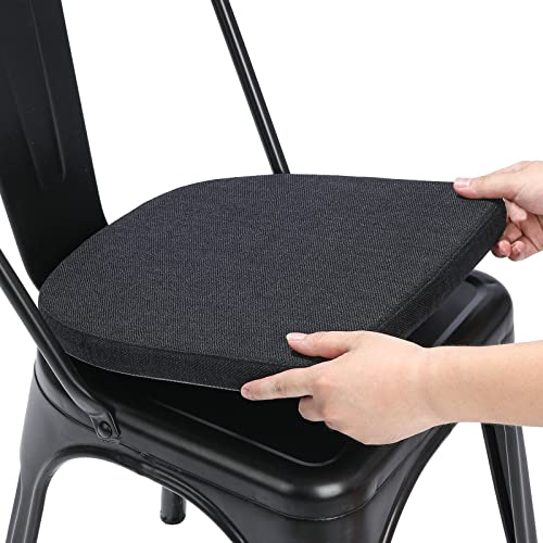 BUYUE Leinen 30x30 Kissen für Metallstuhl 1 Stück, Anti-Rutsch Sitzkissen für Esszimmer Küche Café stapelbare Stühle (U-Form, schwarz, 1 Stück)